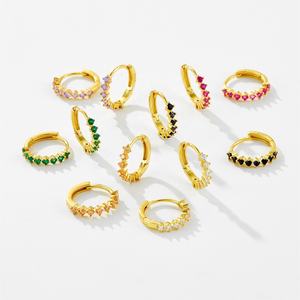 Pendientes de Aro de Latón Chapado en Oro con Incrustaciones de Diamantes en Forma de Círculo, Estilo Europeo y Americano, Más Vendidos para Mujer, Circonita, Moda, Terceros - Product Image 3