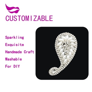 Patch en strass motif cachemire blanc nacré pour vêtements et vestes de style rétro, <span class=keywords><strong>applique</strong></span> en strass vintage faite à la main pour le bricolage - Product Image 1