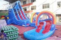 Toboggan commercial d'extérieur toboggan géant Château d'obstacles Piscine toboggans gonflables Toboggan gonflable pour piscine gonflable