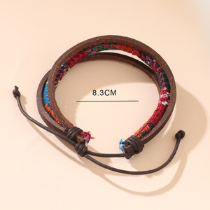 Bracelet en cuir multi-couches pour homme avec tissu amazonien, bracelet ajustable pour bijoux de mode - Product Image 4