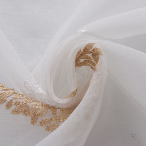 Rideaux de fenêtre à broderie blanche populaires Rideau transparent en tulle à oeillet translucide pour le salon - Product Image 2