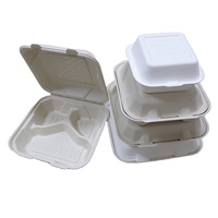 Boîte à lunch carrée en pulpe de canne à sucre de 9 pouces biodégradable écologique boîte à lunch jetable à clapet