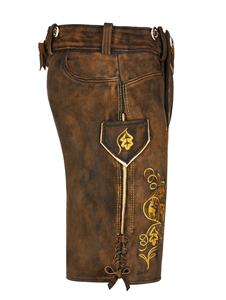 Lederhosen allemand classique pour hommes Short traditionnel en cuir de chèvre avec conception brodée personnalisée Tenue bavaroise confortable - Product Image 4