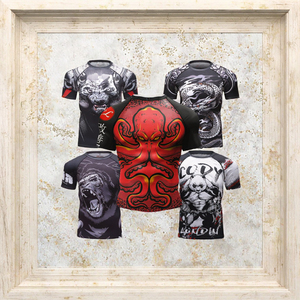 เสื้อรัดรูป MMA สำหรับผู้ใหญ่ ขายดี พร้อมโลโก้สั่งทำ ผ้าโพลีเอสเตอร์ผสมสแปนเด็กซ์ ทอแน่น กระชับรูปร่าง - Product Image 3