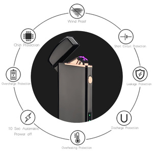 Briquet électronique rechargeable à double arc étanche au vent Affichage de la puissance LED Bougie à fumer électrique Cadeau d'affaires pour le feu - Product Image 5
