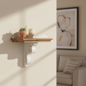 Mensola Galleggiante in Legno Rustico Fatta a Mano, Decorazione Rustica per Soggiorno, Scaffale per Libri da Parete - Product Image 5