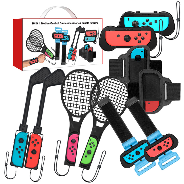 Hot Selling Switch Sports Accessories Bundle 10 in 1 Family Accessories Kit Switch Accessories Bundle for Nintendo Switch