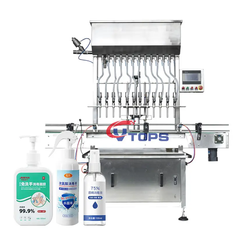 Automatic Multi Heads 12 Nozzles Glass Plastic Ampoule Filling Alcohol Bottle Liquid Filling and Capping Machine Line