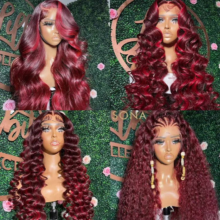 Wholesale Color Wigs Cuticle Aligned Hair Raw Vietnamese Wig Red Human Hair Lace Front Wig