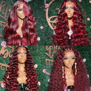 Wholesale Color Wigs Cuticle Aligned Hair Raw Vietnamese Wig Red Human Hair Lace Front Wig