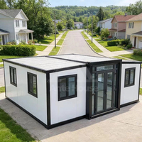 Maison conteneur extensible avec structure en acier inoxydable, design moderne, respirante, petite maison extérieure, châssis de remorque capsule sur roues