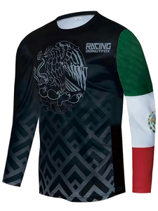 Jersey <span class=keywords><strong>de</strong></span> Ciclismo MTB/DH/MX <span class=keywords><strong>de</strong></span> Manga Larga para Hombre - Camiseta Personalizada DONUTFOX con <span class=keywords><strong>Escudo</strong></span> <span class=keywords><strong>de</strong></span> México (OBM/ODM) Águila Dorada - Product Image 2