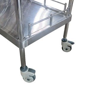 Chariot médical en acier inoxydable Red Star 652x420x830mm, chariot de traitement à 2 niveaux pour clinique, cabinet dentaire, salon de beauté, rangement - Product Image 4