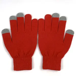 Sarung tangan panas jacquard weave, sarung tangan rajut akrilik warna solid layar sentuh untuk menjaga hangat