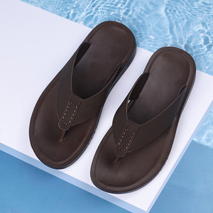 Sandales d'été pour hommes, tongs à bout ouvert, semelle extérieure en PU, semelle intermédiaire en EVA, sandales décontractées de plage, à enfiler, couleur unie, doublure textile, fabriqué en Chine - Product Image 3