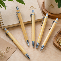 Stylo en bambou personnalisé, corps en bois naturel, action à clic, clip métallique, encre noire fluide, personnalisation de la marque, stylo rétractable