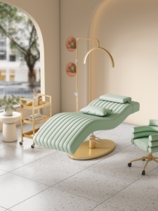 Modern Upholstered Massage Table <b>Adjustable</b> Therapy <b>Bed</b> Curved Salon Treatment Couch - Product Image 4