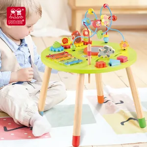 Preschool Toddlers Educational Wooden Activity Bead Maze Table Toys With Bead Maze Cube And Beads Wire