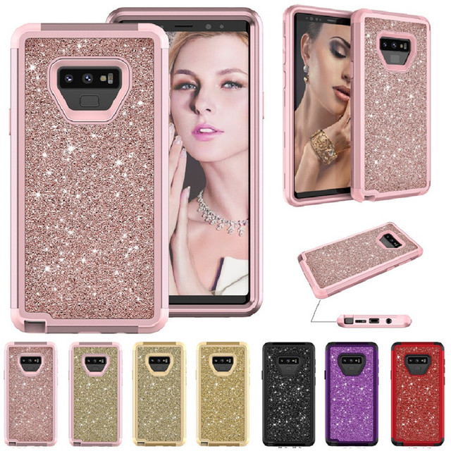 Shockproof Glitter Case Silicone for Samsung Galaxy Note 8 Note 9 Hybrid Cover
