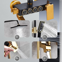 Système de douche en aluminium SANIVITAL noir et or, mitigeur de baignoire thermostatique mural pour hôtel OEM ODM
