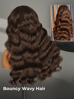 Perruque brésilienne Remy en cheveux humains, super double drawn, ondulée, brune, 5x5 pour lace front, 100% volume intense, ligne de cheveux naturelle