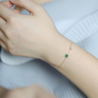 Bijoux quotidiens couleur or dames Design à la mode cadeaux de fête émeraude Zircon bracelet à breloques