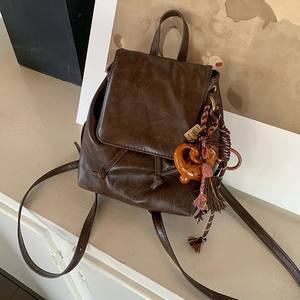 Retro Coffee Leather <b>Small</b> <b>Backpack</b> With Detachable Strap Water Resistant Everyday Use Fall 2024 - Product Image 4