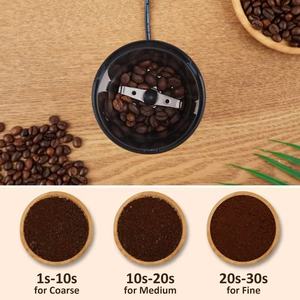 Moulin à café électrique 60 g pour usage domestique, avec rangement de cordon intégré, couvercle, verrou de sécurité, antidérapant, compact - Product Image 5