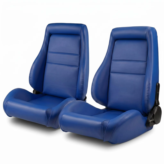 Royal Blue Universal Modified Racing Bucket Seat Reclinable 180° Sport Car Seat with PVC Leather for Drift Track Sim Racing