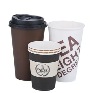 8OZ 12OZ 16OZ personalizado impreso desechable de la pared de la taza de papel de doble pared taza de comida para llevar taza de café con tapas