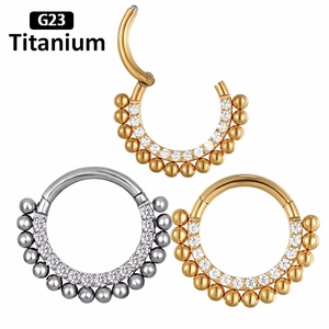 Piercing <span class=keywords><strong>Helix</strong></span> in Titanio G23 ASTM F136 Placcato <span class=keywords><strong>Argento</strong></span> con Sfera di Zirconia, Anelli per Septum, Capezzolo, Conchiglia, Cartilagine, Trago, Naso per Bambini - Product Image 3