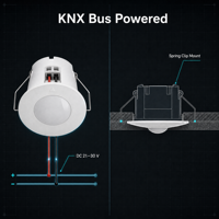 Détecteur de mouvement KNX compact et hautement sensible avec technologie PIR et précision au niveau du millimètre, 30V DC 10mA pour applications haut de gamme