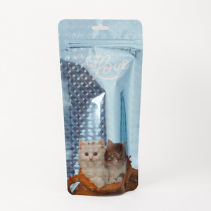Customized Composite Resealable Zipper Stand up Zip Pouch Cat Dog <strong>Pet</strong> <strong>Food</strong> Puffed Cereal Packaging Hologram Mylar Bags - Product Image 1