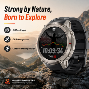 นาฬิกาสมาร์ทวอทช์ DM59 รุ่นทนทาน พร้อม GPS หน้าจอ AMOLED 1.43 นิ้ว กันน้ำ IP67 แผนที่ออฟไลน์ เครื่องวัดความสูง เข็มทิศ รับสาย โทรออก ปฏิทิน รองรับ Android - Product Image 4