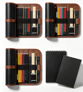 Heshengping – Ensemble de 41 crayons de croquis colorés solubles, crayons <span class=keywords><strong>graphite</strong></span>, fusain, aquarelle, estompes et carnet de croquis 50 pages - Product Image 6