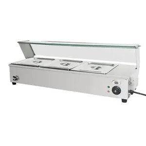 Hot Sales 1300 W - 3 GN 1/2 x10cm - drain tap - glass protector Commercial Table Electric Bain-Marie for fast food restaurant