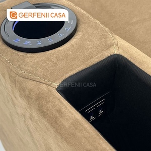 סט ספות כורסאות קולנוע מפוארות מודרניות עם אפשרות להרחבה, פונקציית עיסוי, ריפוד בד דמוי זמש ומסגרת עץ לסלון - Product Image 2