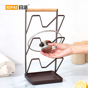 Étagère de rangement de cuisine de style japonais, support multi-niveaux pour couvercles de casseroles avec plateau égouttoir - Product Image 5
