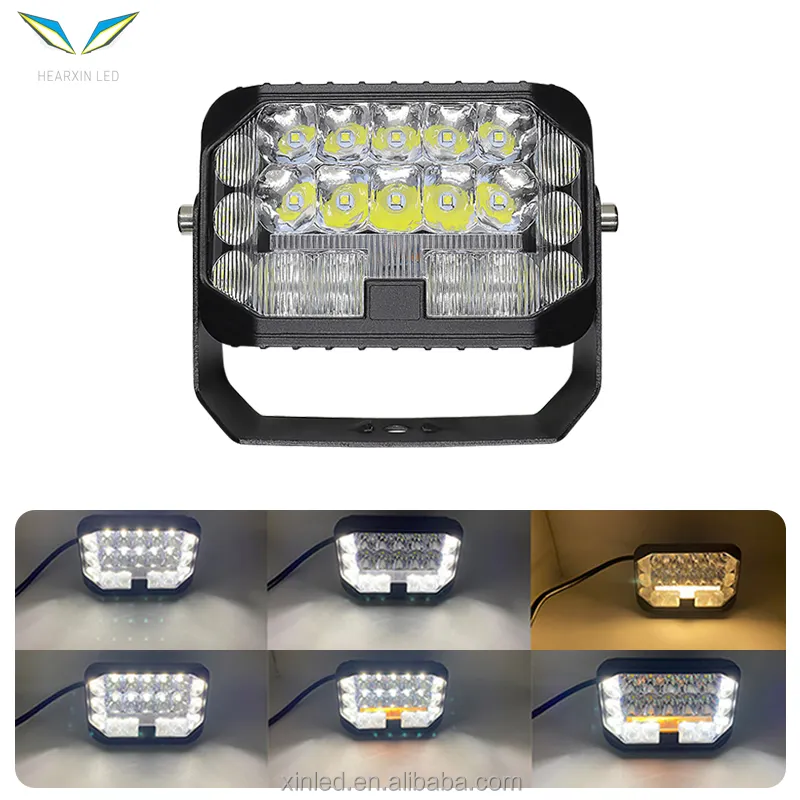 ไฟหน้ารถ Led สี่เหลี่ยมขนาด5นิ้ว180W,ไฟหน้าลำแสงคอมโบหลอดไฟ DRL ไฟรถยนต์สีขาวและเหลืองสำหรับ Wrangler Lada Niva ปี4X4