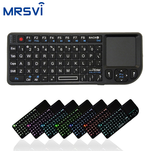 Factory Wholesale Price Wireless Mini Keyboard 7 Color Backlit Keyboard 2.4G Touchpad Handheld Keyboard for PC Android TV Box