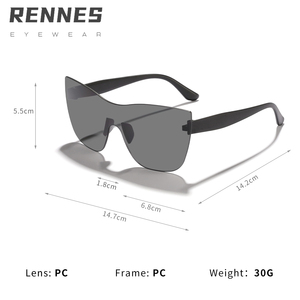 Lunettes de soleil unisexes de haute qualité, style œil de chat, protection solaire extérieure, sans monture, UV400, personnalisées, pour la photographie de rue, miroir Rennes - Product Image 3