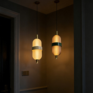 Lampe suspendue de luxe <span class=keywords><strong>pour</strong></span> la décoration de la maison et de l'hôtel, abat-jour en verre, luminaire en pierre <span class=keywords><strong>pour</strong></span> chevet, îlot de <span class=keywords><strong>cuisine</strong></span>, chambre et côté canapé - Product Image 1