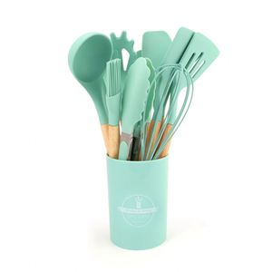 19-Piece Silicone Non-Stick Heat Resistant Kitchen Tool Set Wooden Handles Dishwasher Safe Includes Spatula <b>Egg</b> Beaters for Home - Product Image 4