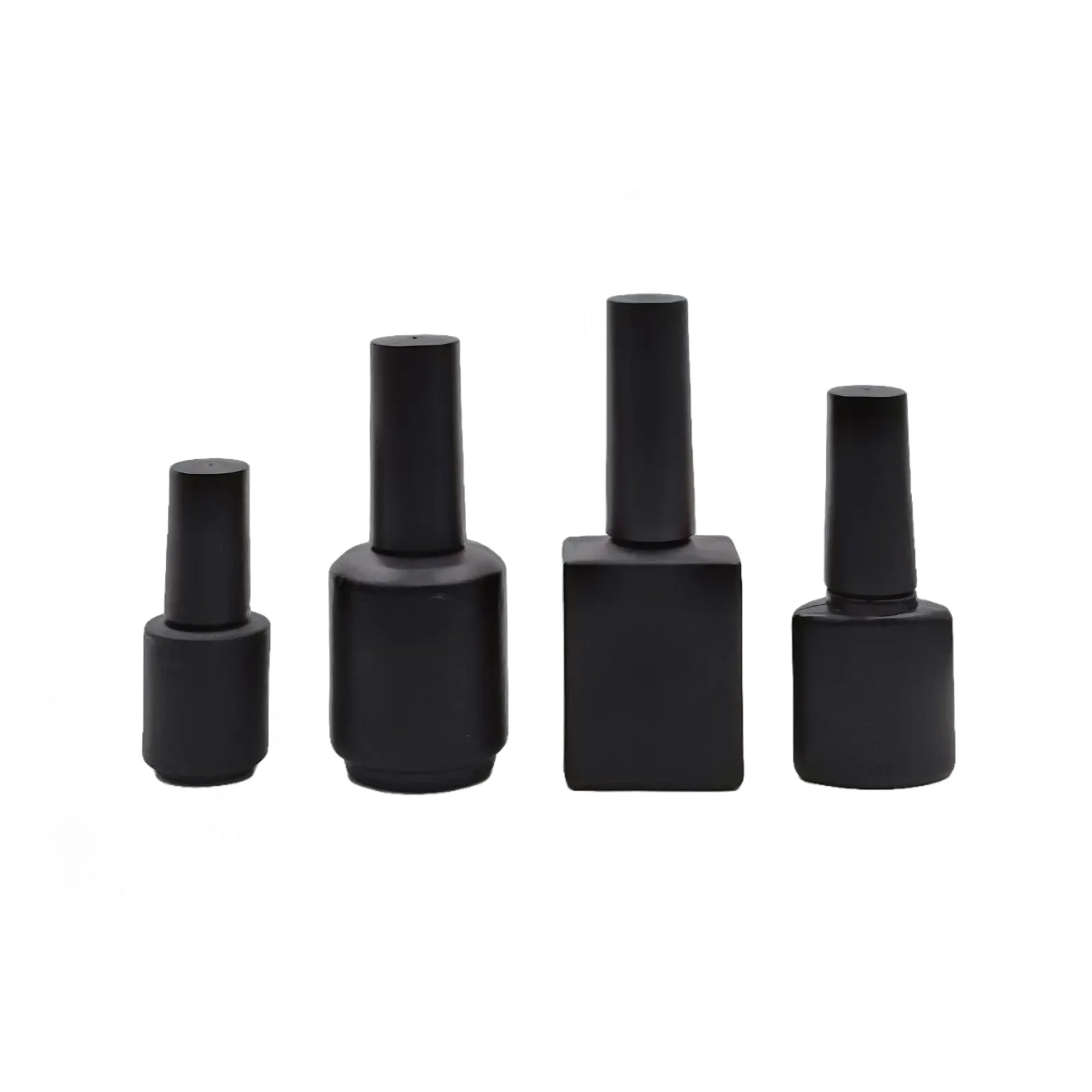 Cheap price 5ml 10ml 15ml frosted matte black empty glass uv gel nail polish bottle with brush