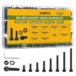 M3 Hex Socket Head Screw Kit 810Pcs 12.9 Steel Black Oxide Din912 Cross-border Packaging - Product Image 2