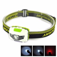 Lampe frontale étanche à 3 LED, haute puissance, 3W, alimentée par batterie, double mode blanc/rouge, pour la pêche