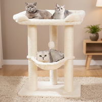 Arbre à chat de luxe personnalisable, grand, classique, écologique, à 2 niveaux, pour chats Maine Coon d'intérieur, griffoir en sisal, lit-perchoir moelleux