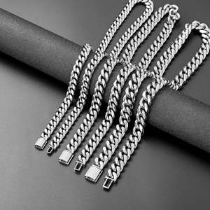 Cadena gruesa <span class=keywords><strong>Mami</strong></span> de 10mm y 14mm para hombre, de acero inoxidable diseño geométrico, sin deslustre, PVD de 18 quilates, cierre de diamante chapado en oro, aniversarios - Product Image 5