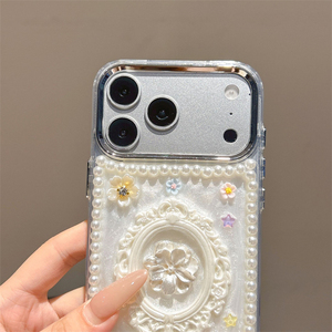 Funda para Teléfono Móvil con Marco de Fotos 3D de Perlas Blancas Vintage y Flores para iPhone 17 14 13 Pro Max 16 15 Plus, Carcasa Trasera de Epoxi Resistente a Impactos - Product Image 4