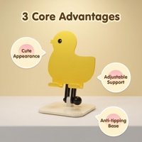 Suporte de Celular Dobrável Ajustável em Acrílico com Botão Duplo em Formato de Pato, Presente Kawaii, OEM ODM, Embalagem Personalizada, Atacado